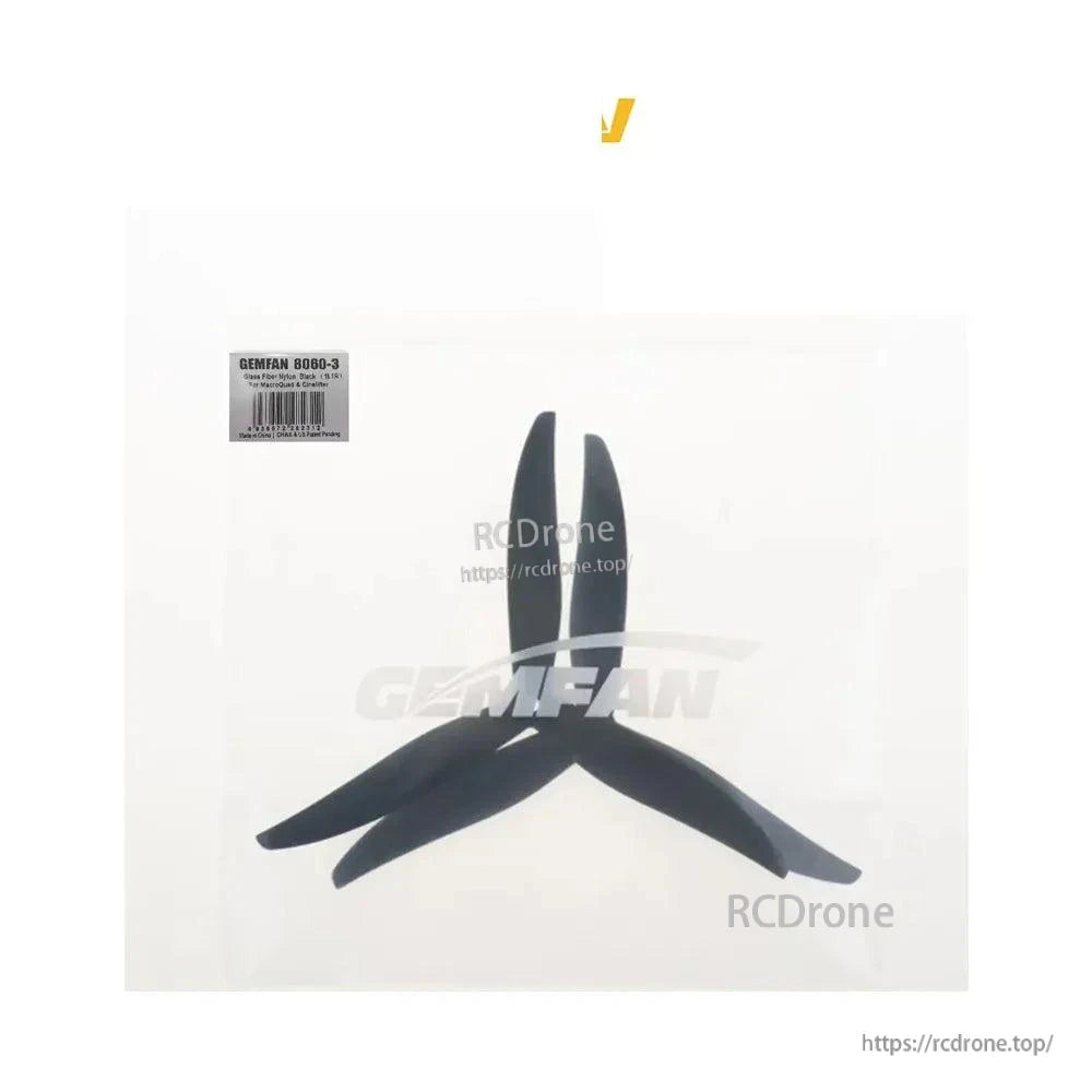 Gemfan 8060-3 propeller packaging bag with product label visible and propellers inside