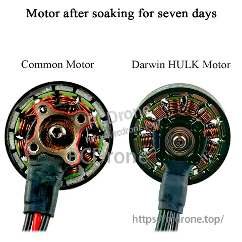 Common motor vs DarwinFPV HULK 2204.5 brushless waterproof motor after seven-day soaking test