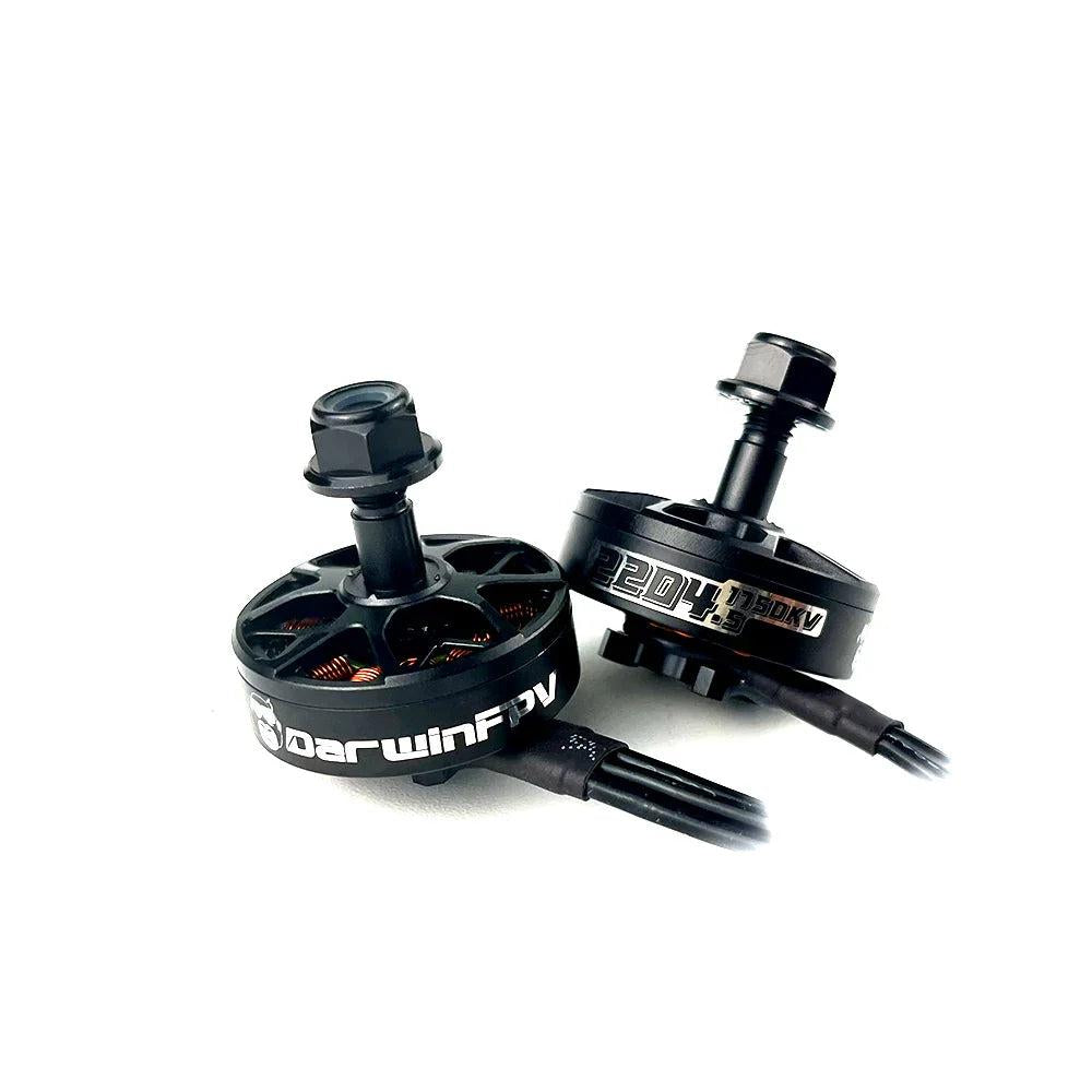 DarwinFPV HULK 2204.5 brushless waterproof motor pair with pre-soldered wires on white background