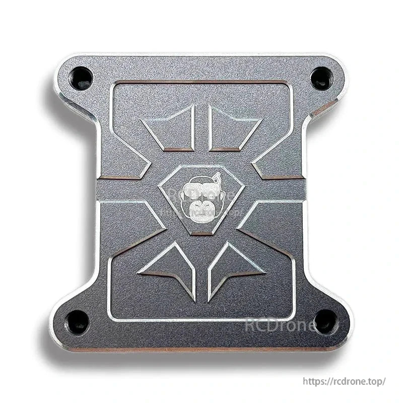 Close-up of HULK VTX bottom plate engraving with center logo and four corner mount holes
