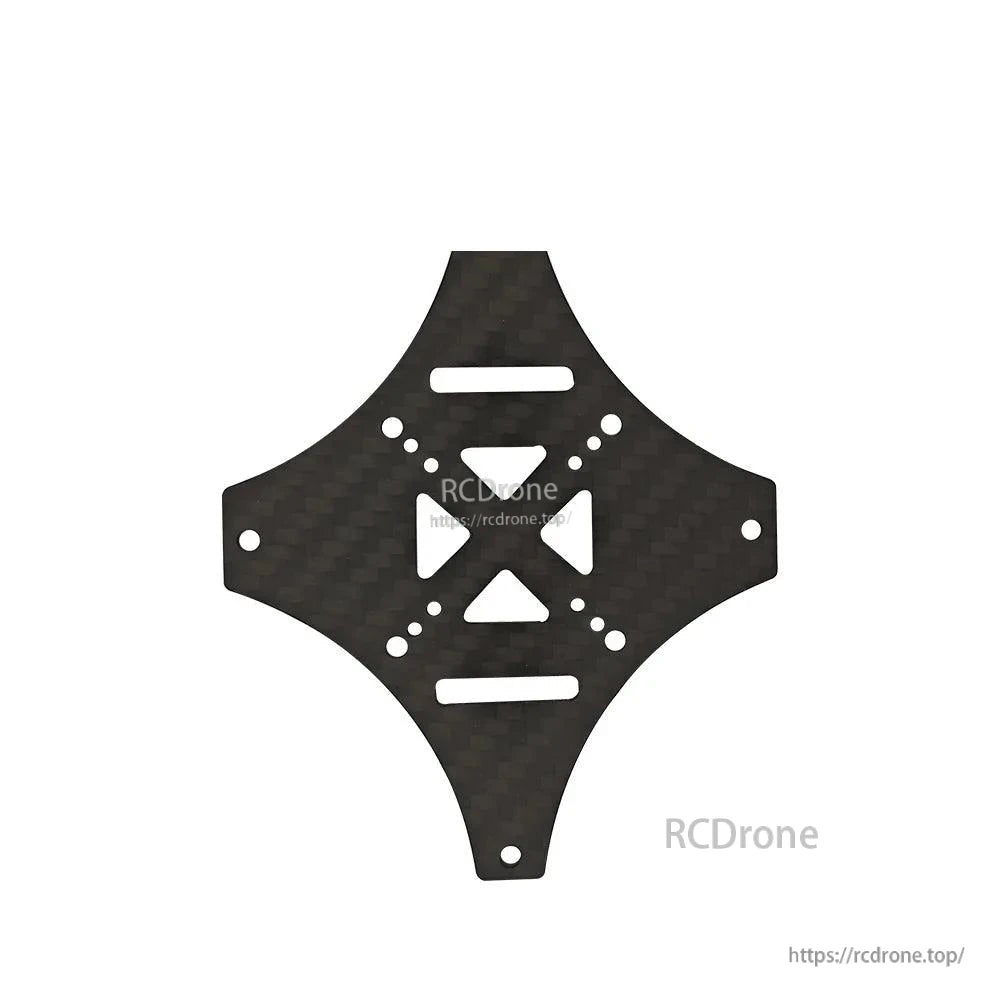 Carbon fiber center plate with electronics mounting slots and hole pattern