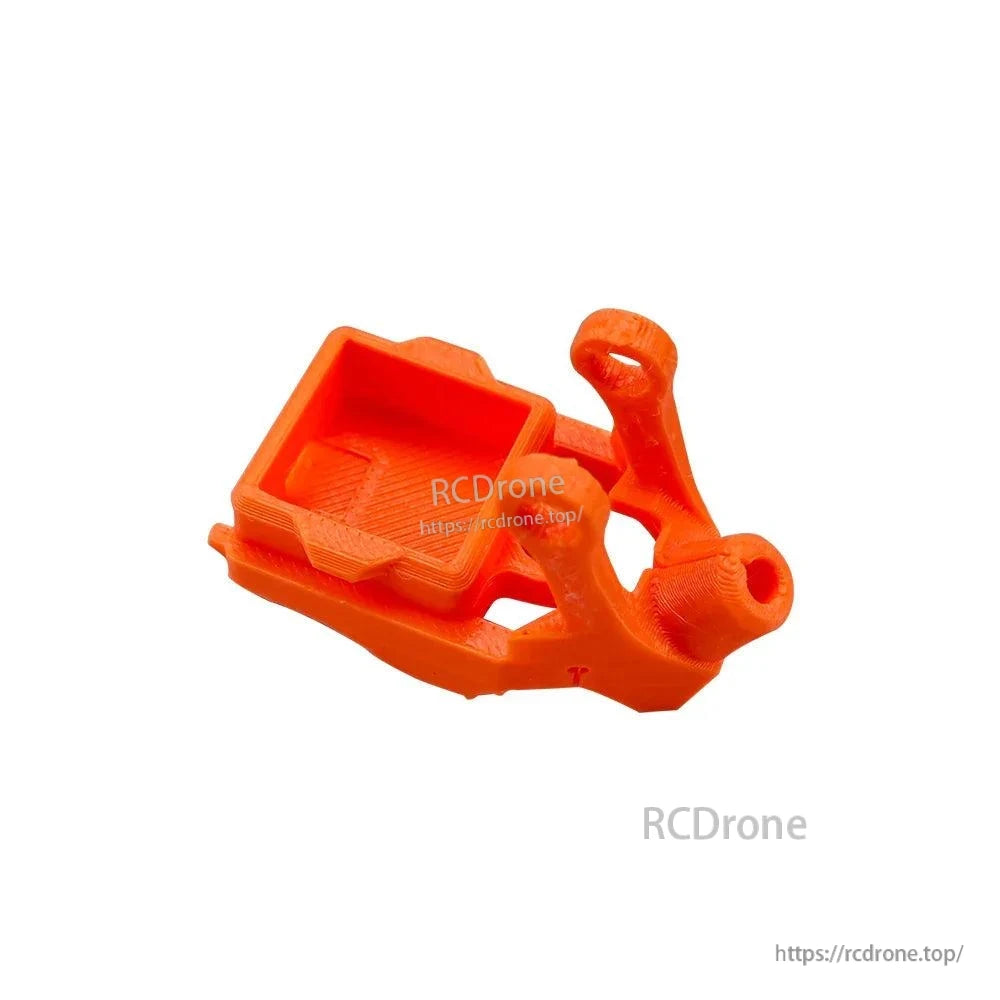 Orange TPU camera mount bracket with angled housing and mounting holes
