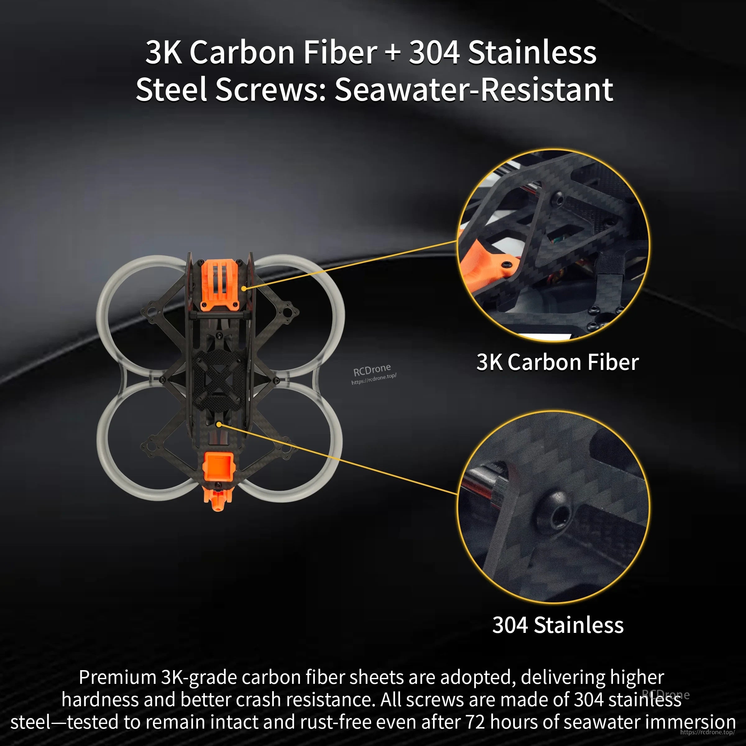 DarwinFPV HULK III Mini Frame Kit 3.5 inch with 3K carbon fiber plates and 304 stainless steel screws