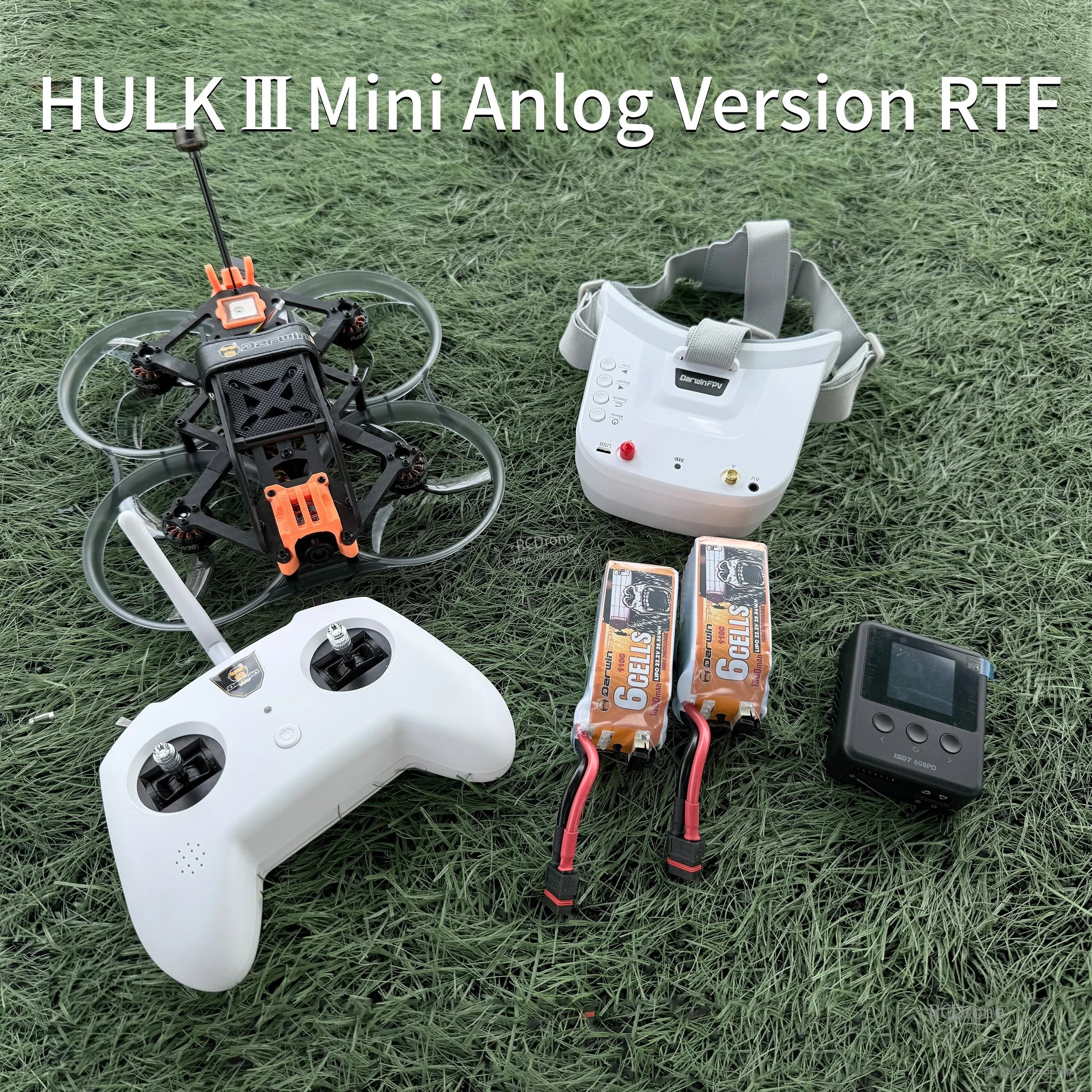 DarwinFPV HULK III Mini analog RTF FPV kit with micro drone, goggles, transmitter, batteries and charger