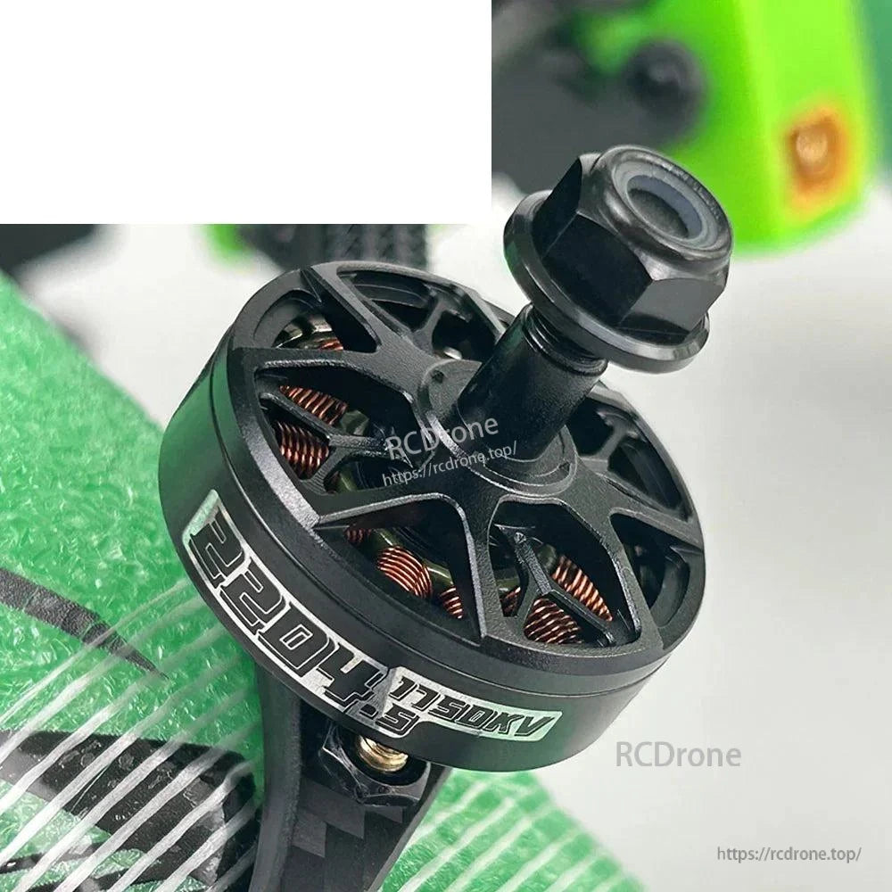 Close-up of brushless motor showing bell design and printed KV rating on motor can