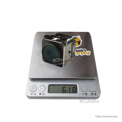 Unit on digital scale showing 61.8 g weight