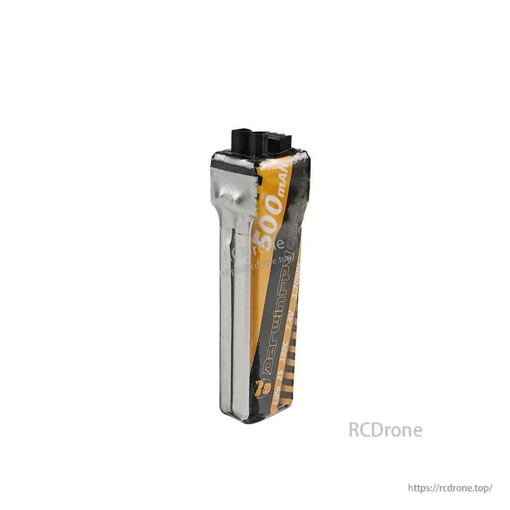 Upright side view of OneLink 500mAh LiPo battery showing top connector end