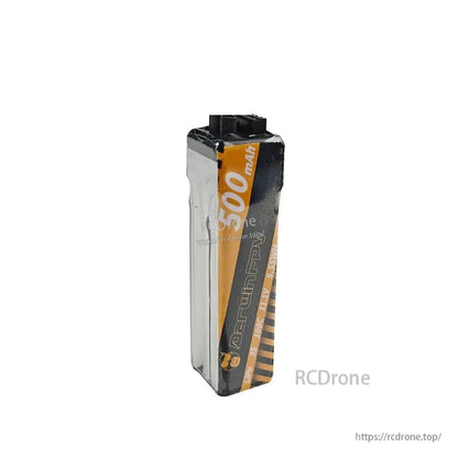Upright view of 500mAh DarwinFPV OneLink LiPo battery with top connector end visible
