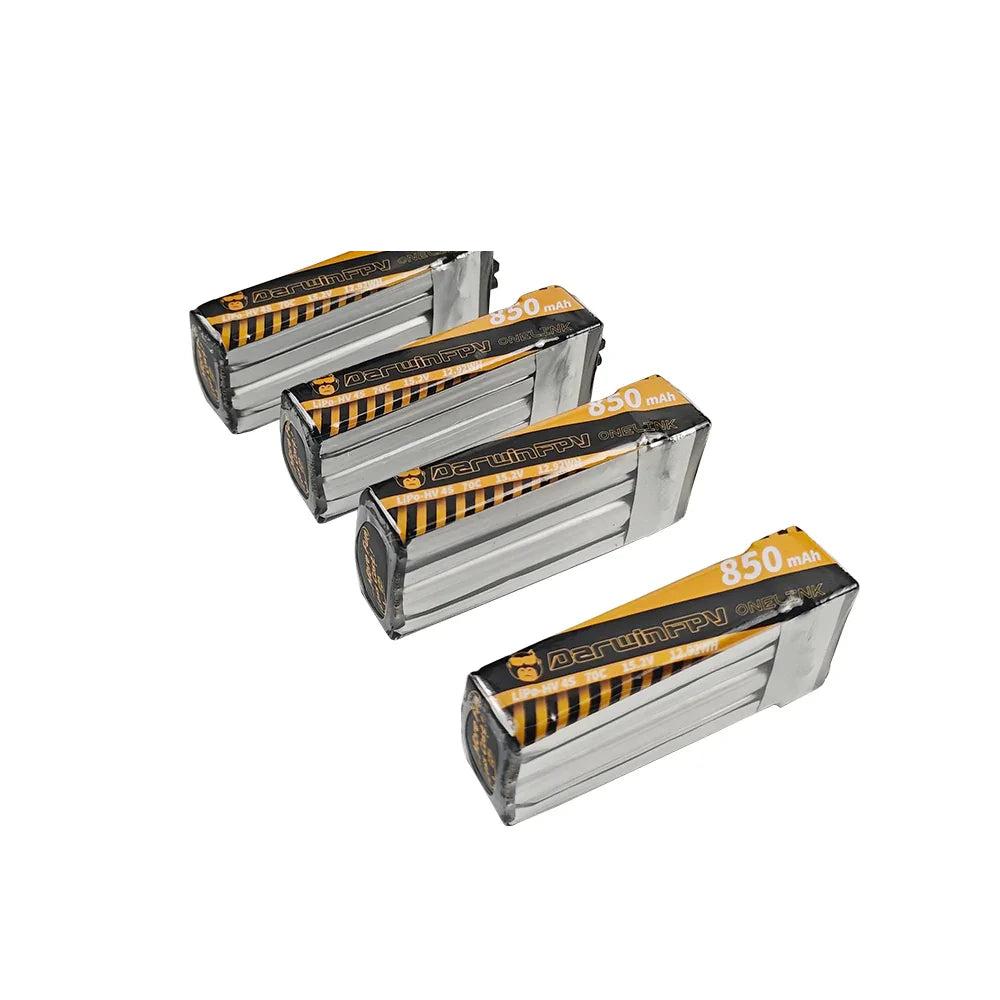 DarwinFPV OneLink 4S 850mAh LiPo-HV Battery bundle, 70C packs shown on white background