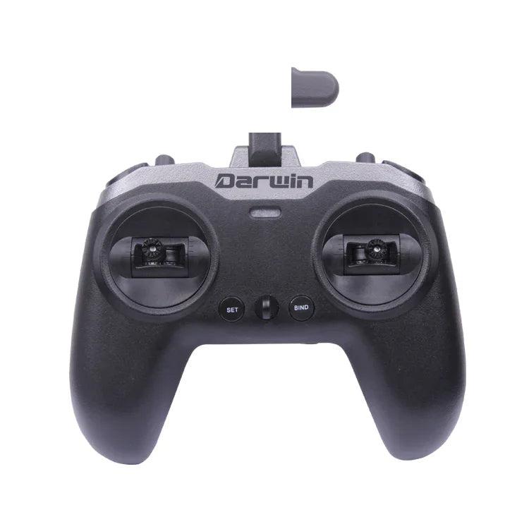DarwinFPV TX-Lite 2.4GHz 10-channel FPV transmitter front view with dual gimbals and Set/Bind buttons