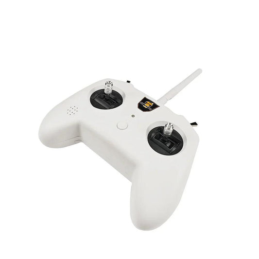 DarwinFPV TX8 ELRS 2.4GHz FPV radio transmitter in white, angled top view with antenna