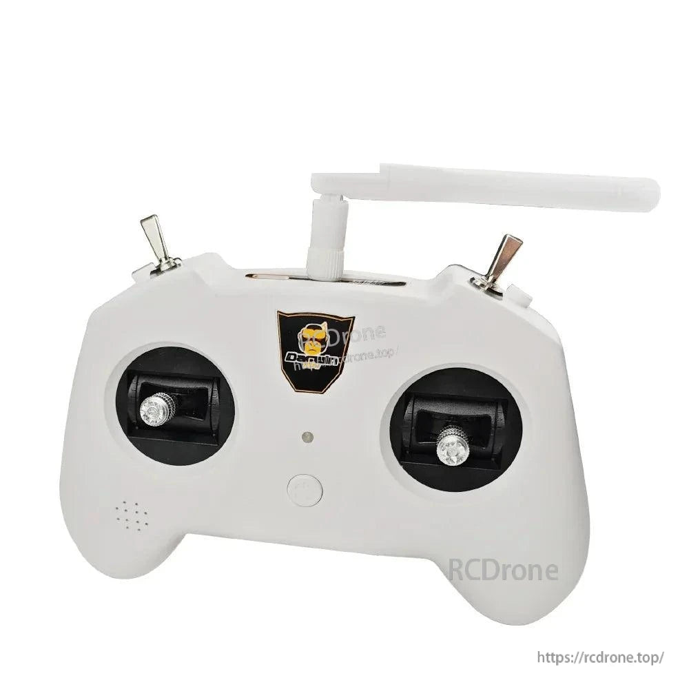 Front close view with antenna folded sideways and top toggle switches visible