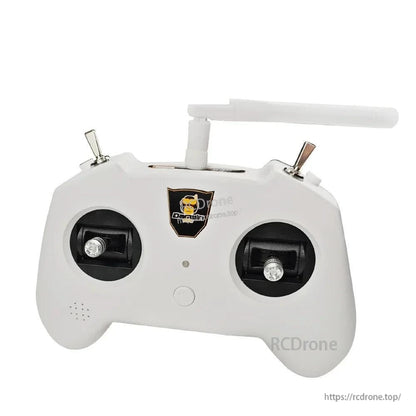 Front close view with antenna folded sideways and top toggle switches visible