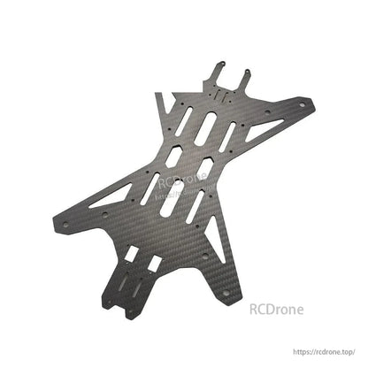 Carbon fiber top plate with elongated cutouts for electronics mounting