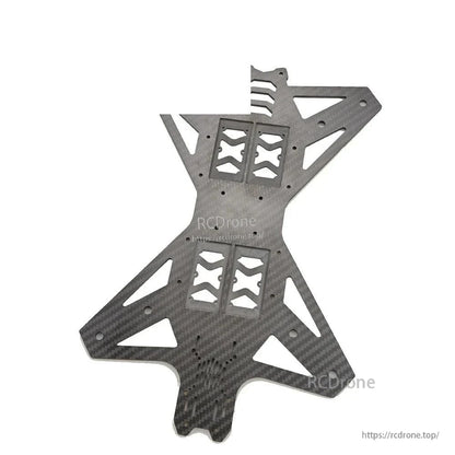 Carbon fiber main plate with True-X layout cutouts and mounting holes