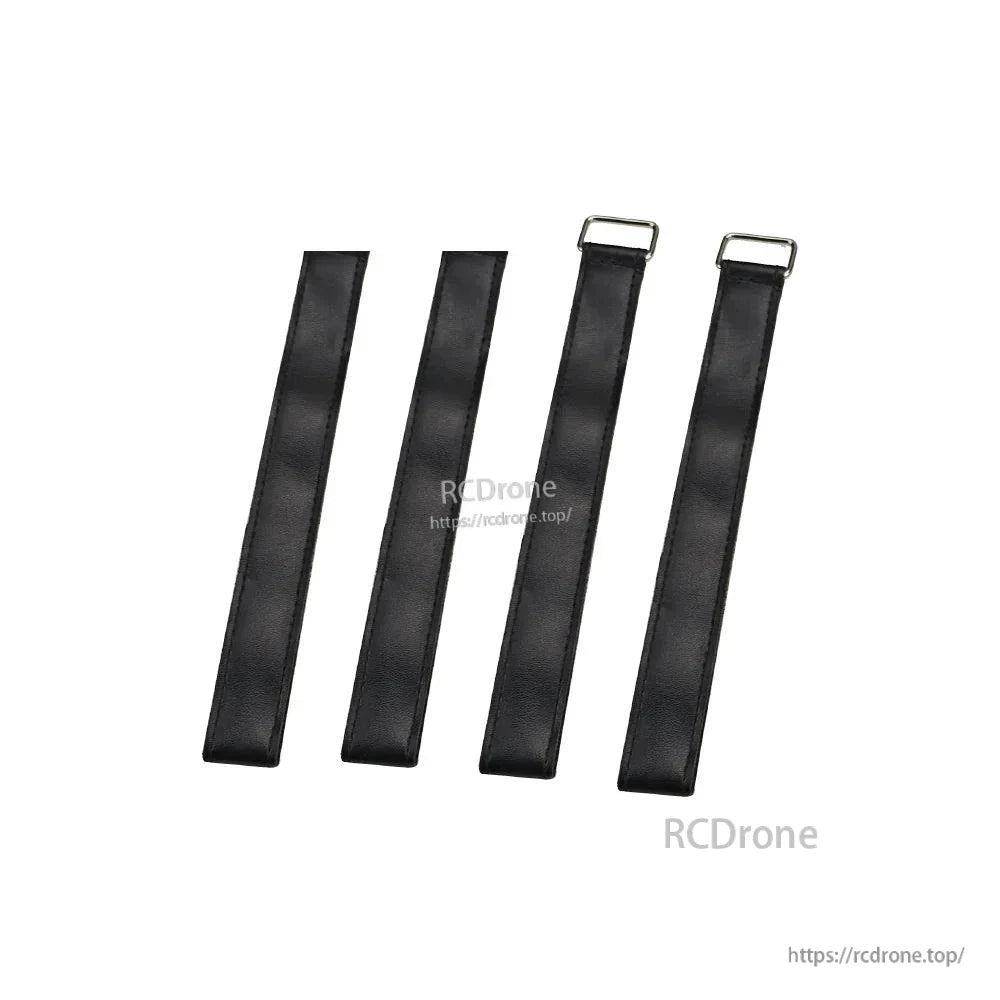 Four black battery straps with metal buckles for FPV drone frame mounting