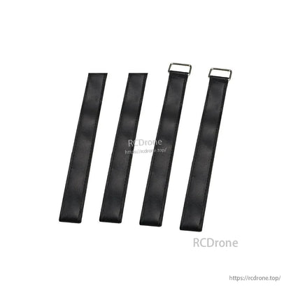 Four black battery straps with metal buckles for FPV drone frame mounting