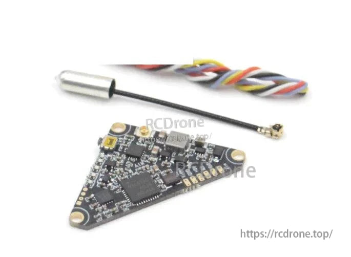 Package contents: VT5804 video transmitter board with antenna and multi-color wiring harness