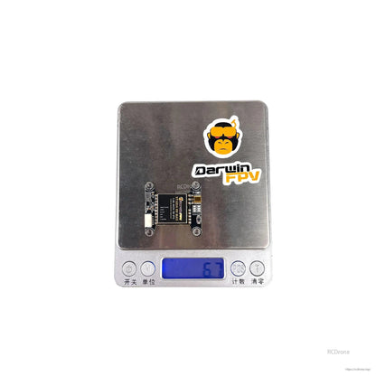 VTX weight shown on digital scale with module placed on top (display reads 6.7)