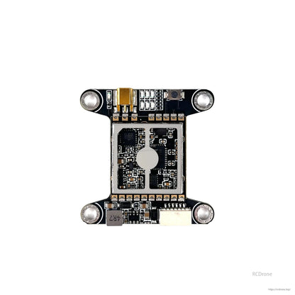 VT5804 HV MAX VTX underside view showing RF shielding can and solder pads on the PCB