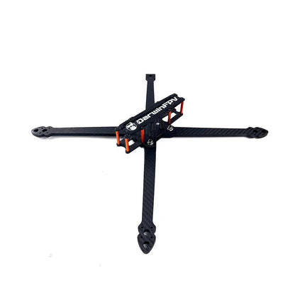 DarwinFPV X10 long range FPV drone frame assembled, 10 inch True-X foldable carbon frame top view