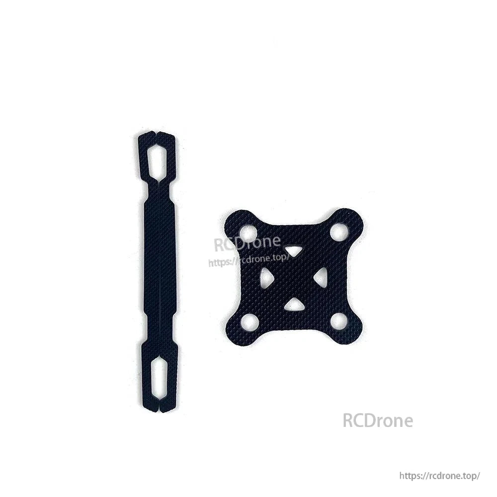 Carbon strap plate and square mounting plate set, showing cutouts and corner bolt holes
