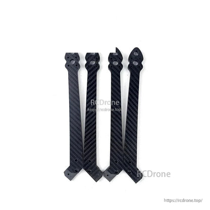 Set of four carbon fiber replacement arms for DarwinFPV X10 frame, pre-drilled motor mounts