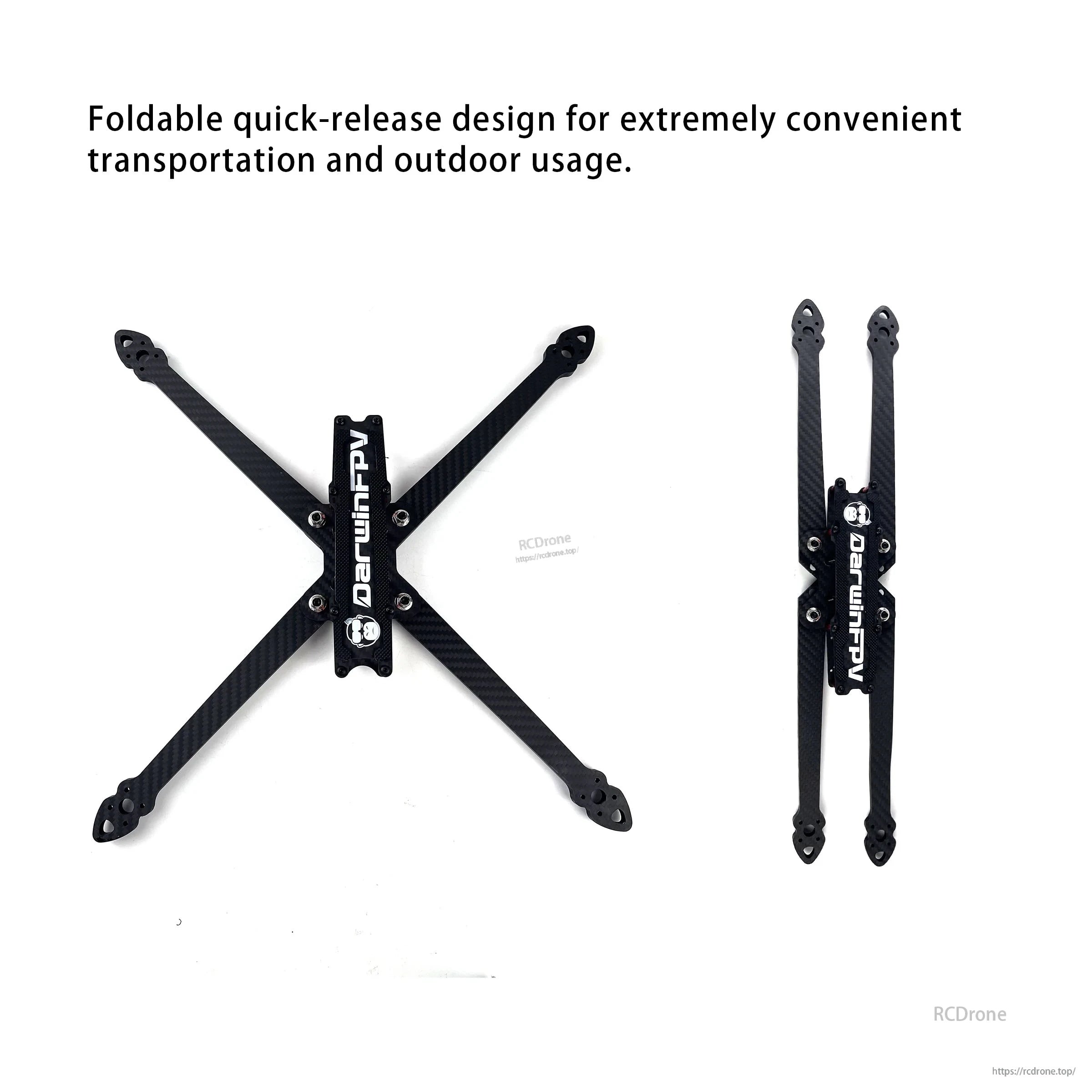 DarwinFPV X10 10-inch long range FPV drone frame with foldable quick-release arms, True-X layout