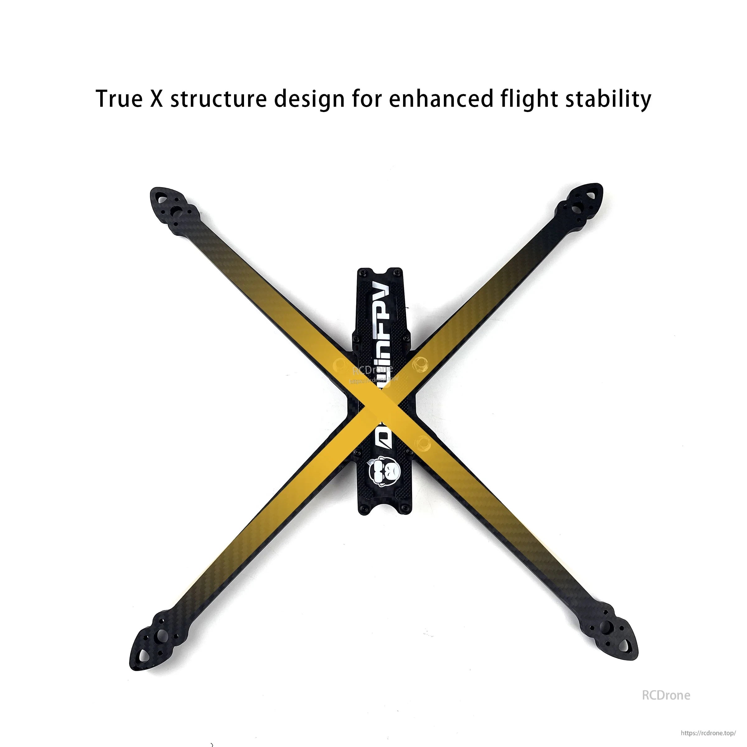 True-X arm layout on DarwinFPV X10 frame, 10-inch prop size class with wide, symmetrical geometry