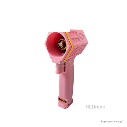 DarwinFPV X5 turbo fan handheld unit in pink with yellow accent, angled view