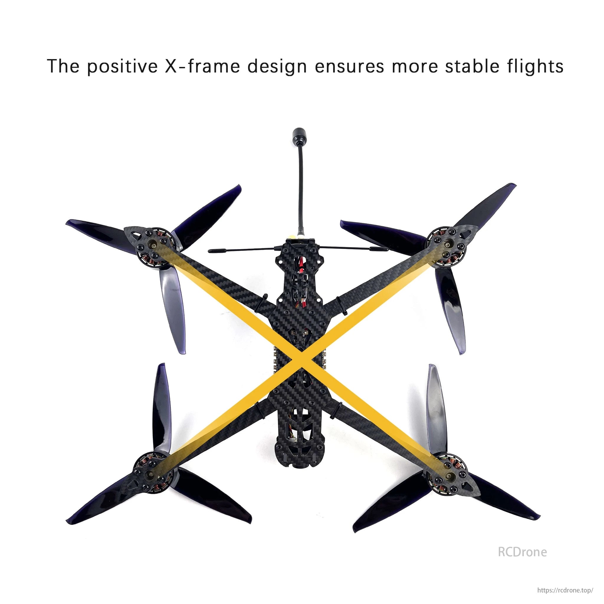 X-frame design ensures stable flights for DarwinFPV drone.