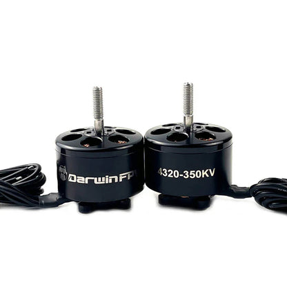 Front view of DarwinFPV 4320-350KV brushless motor, showcasing high-performance design for FPV drones
