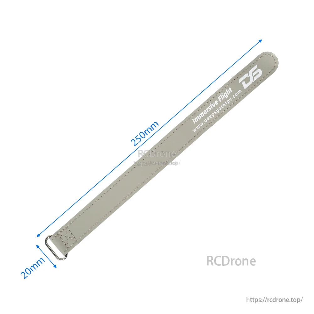 DeepSpace 20 x 250mm Nylon LiPo Battery Strap, DeepSpace 20mm x 250mm nylon LiPo battery strap with metal buckle, grey, with printed branding