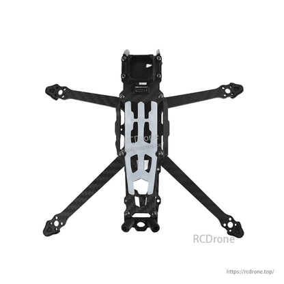DeepSpace ROC 4 carbon fiber 4-inch FPV drone frame kit with X arms, camera mount, and silver center plate