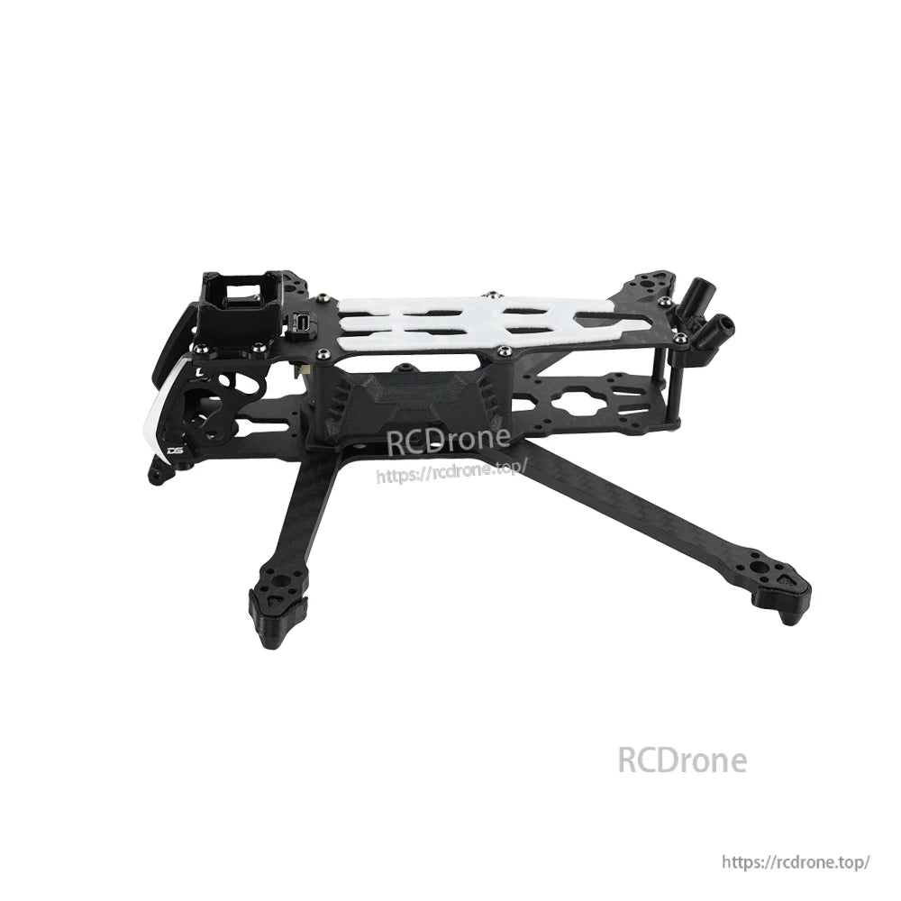 DeepSpace ROC 4-inch FPV drone frame kit with carbon fiber arms, standoffs, and white top plate