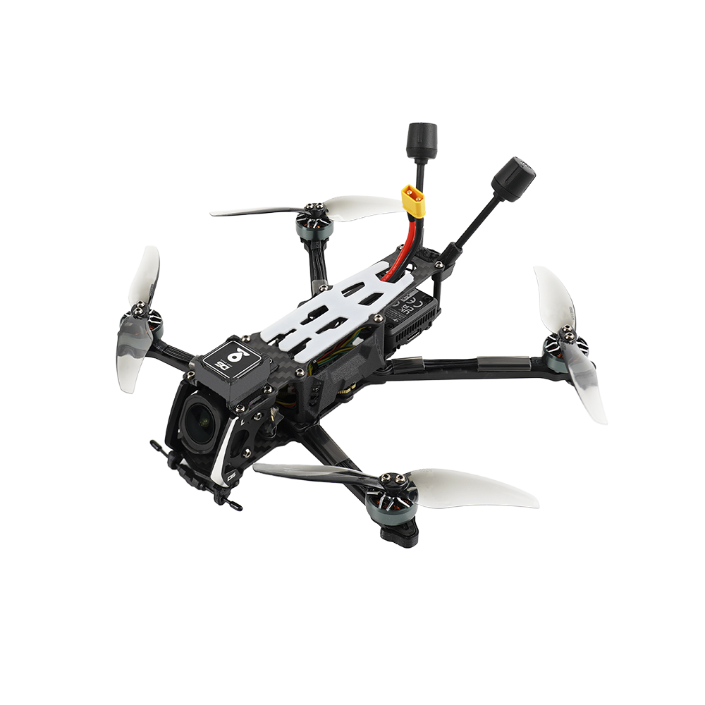 DeepSpace ROC 4 FPV quadcopter drone with four propellers, front FPV camera, dual antennas, and XT30 battery lead