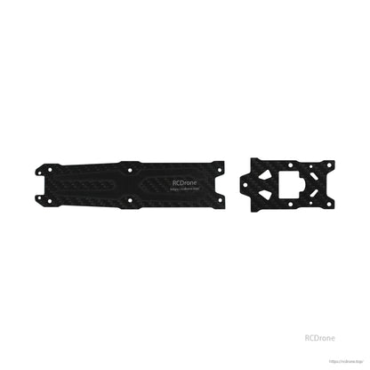 Carbon fiber FPV drone frame replacement plate set with mounting holes, labeled RCDrone, for DeepSpace ROC7
