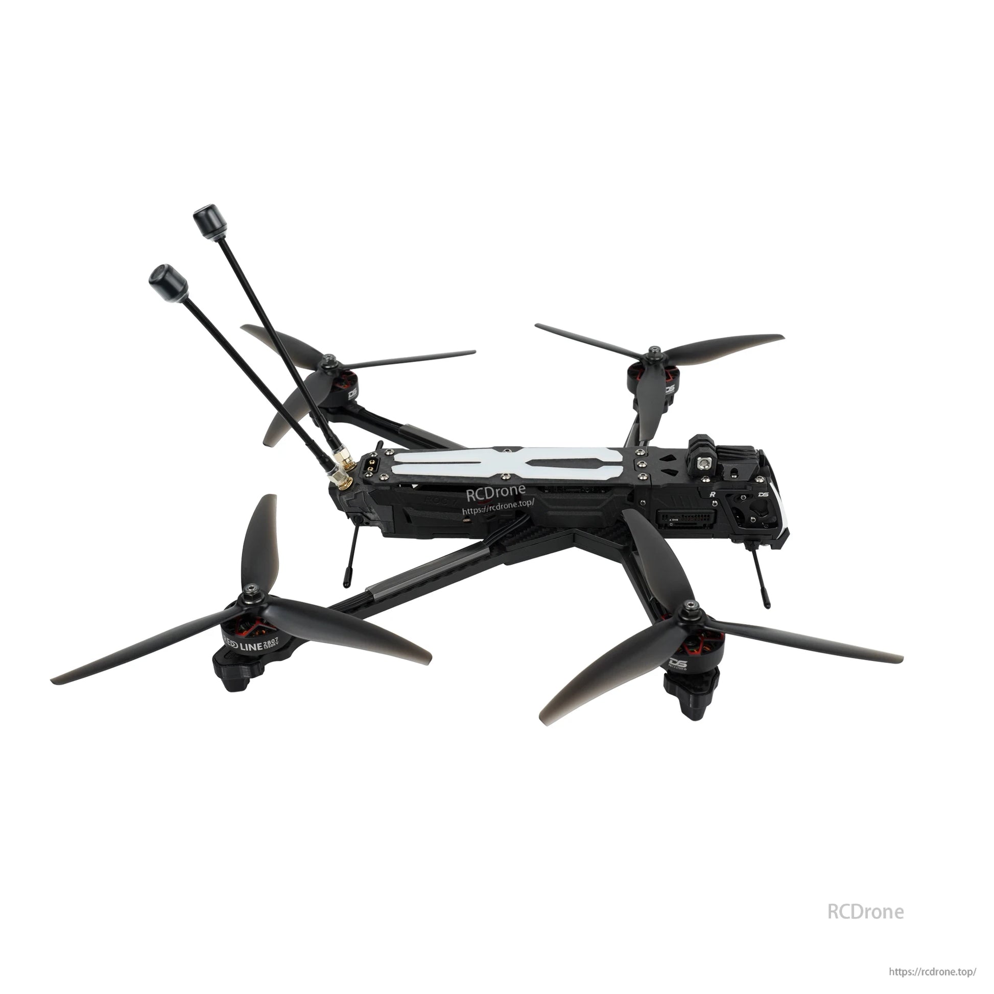 DeepSpace ROC7 7-Inch Long Range FPV, DeepSpace ROC7 O4PRO 7 Inch Long Range FPV, DeepSpace ROC7 7-inch long-range FPV quadcopter with black frame, four large propellers, and dual rear antennas