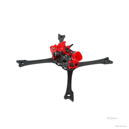 DeepSpace Raven5 carbon fiber FPV racing drone frame kit with X arms and red TPU camera/antenna mounts
