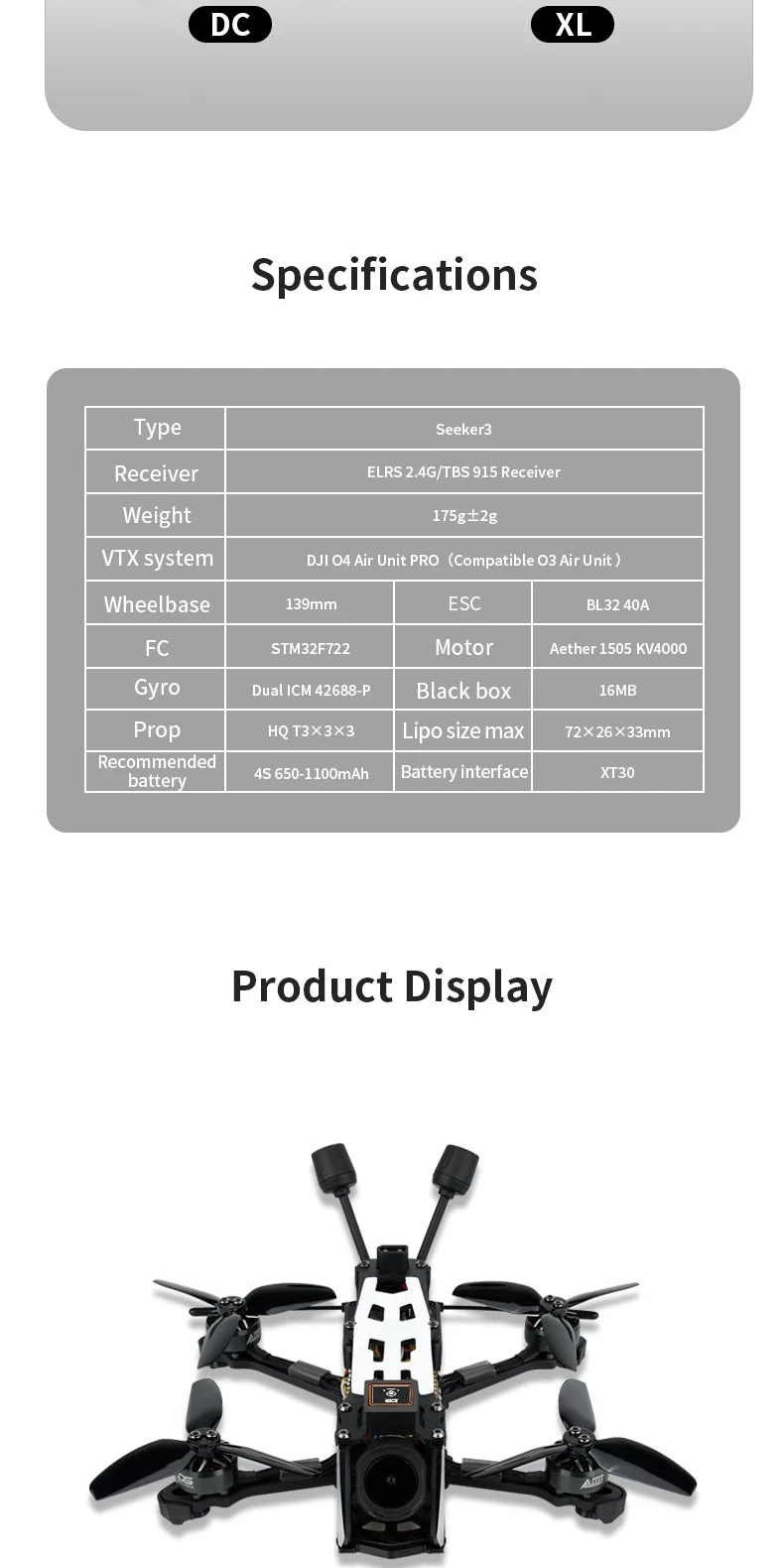 DeepSpace SEEKER3 3inch Freestyle FPV Drone DC/XL O4 PRO or Analog PNP with GPS 4S Sub-250g