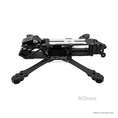 Carbon fiber 5-inch FPV freestyle drone frame kit with long arms, top plates, and front camera mount