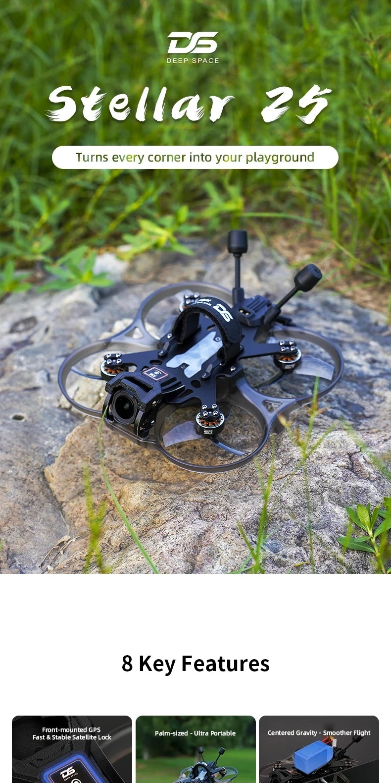 DeepSpace Stellar 25 2.5inch Whoop FPV Drone HD O4PRO (Without Cam/VTX) with Aether 1404 Motor