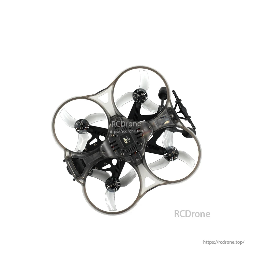 DeepSpace Stellar 25 2.5inch Whoop FPV, DeepSpace Stellar 25 2.5-inch whoop FPV quadcopter with ducted frame and translucent propellers, top view