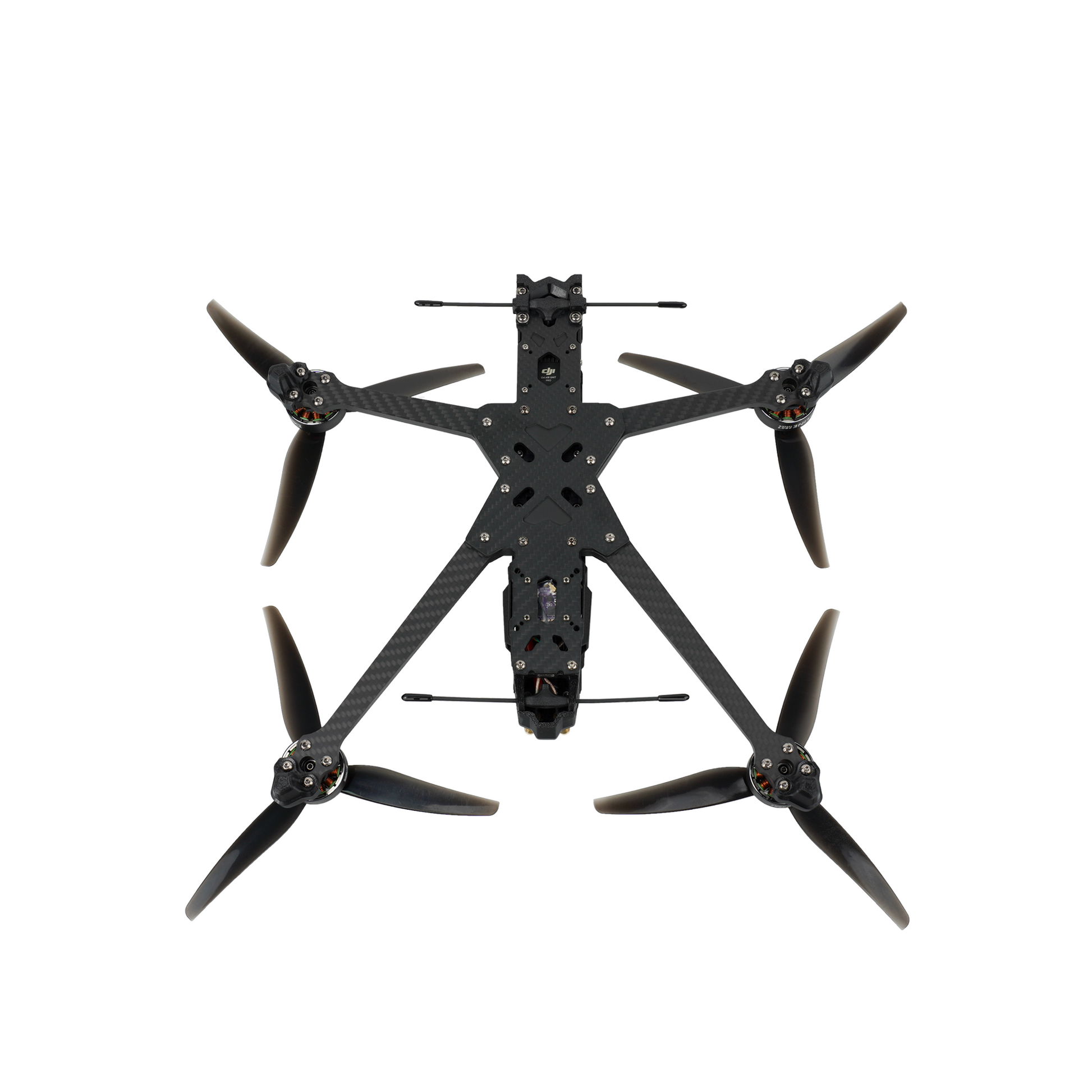 DeepSpace ROC7 7-Inch Long Range FPV, DeepSpace ROC7 O4PRO 7 Inch Long Range FPV, Top-down view of DeepSpace ROC7 O4PRO 7-inch FPV quadcopter with carbon fiber frame and four propellers