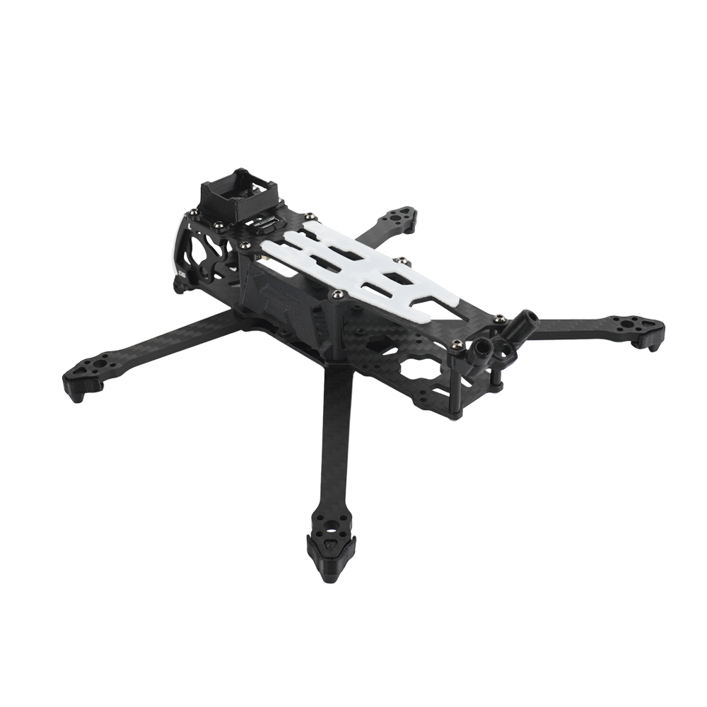 DeepSpace ROC 4 4-inch carbon fiber FPV drone frame kit with four arms, camera cage, and white top plate