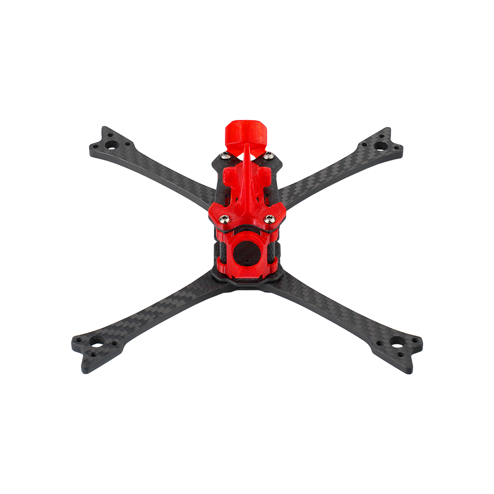 DeepSpace Raven5 5-inch FPV quadcopter frame kit with carbon fiber X arms and red front camera mount