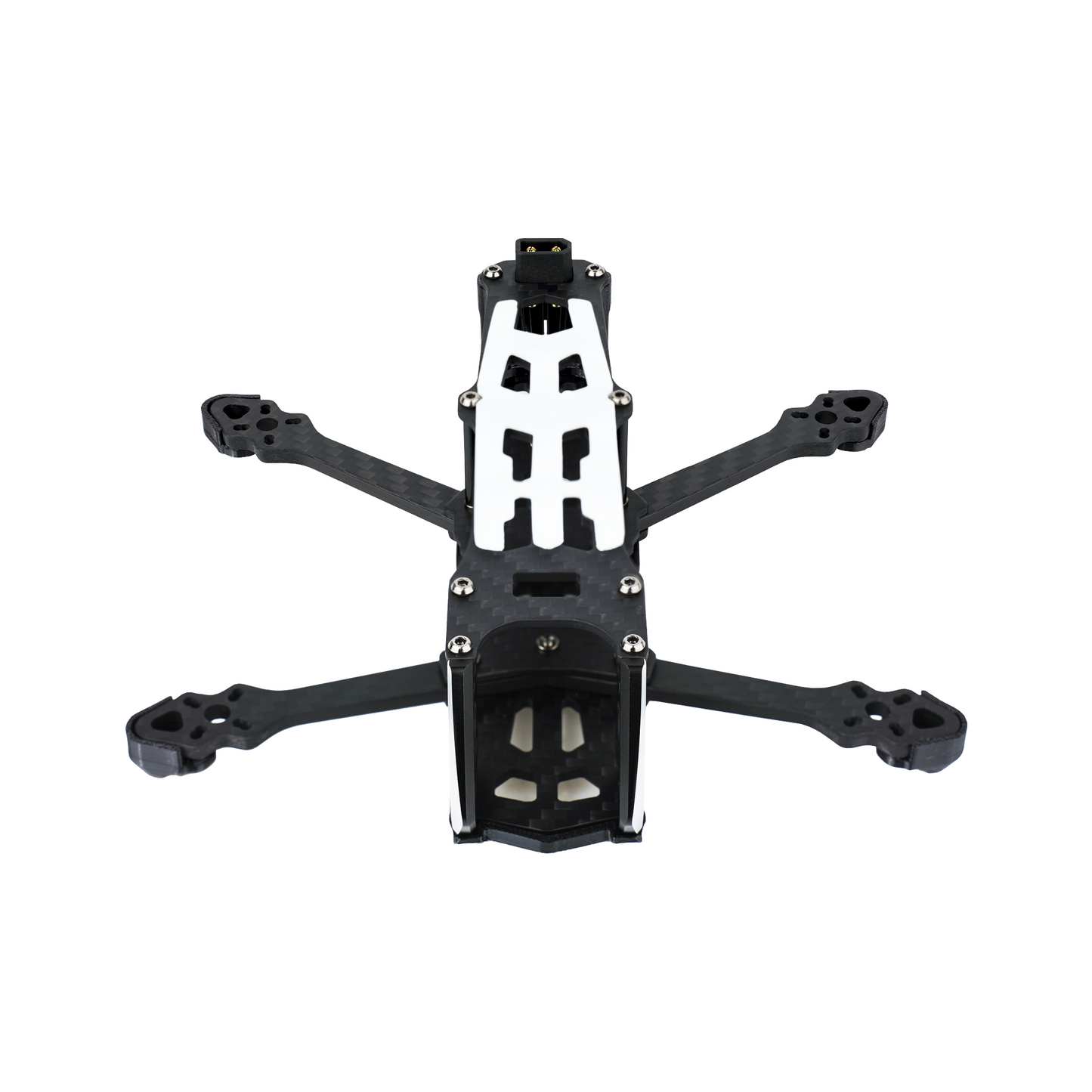 Top view of DeepSpace SEEKER 3-inch carbon fiber FPV freestyle drone frame with camera cage and X arms