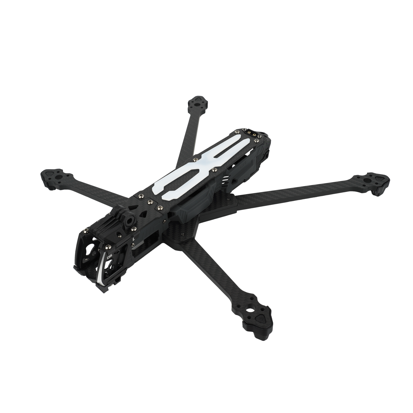 DeepSpace ROC 7 Carbon Fiber FPV Frame, DeepSpace ROC 7 carbon fiber FPV quad frame with long arms, top plate, and front camera cage