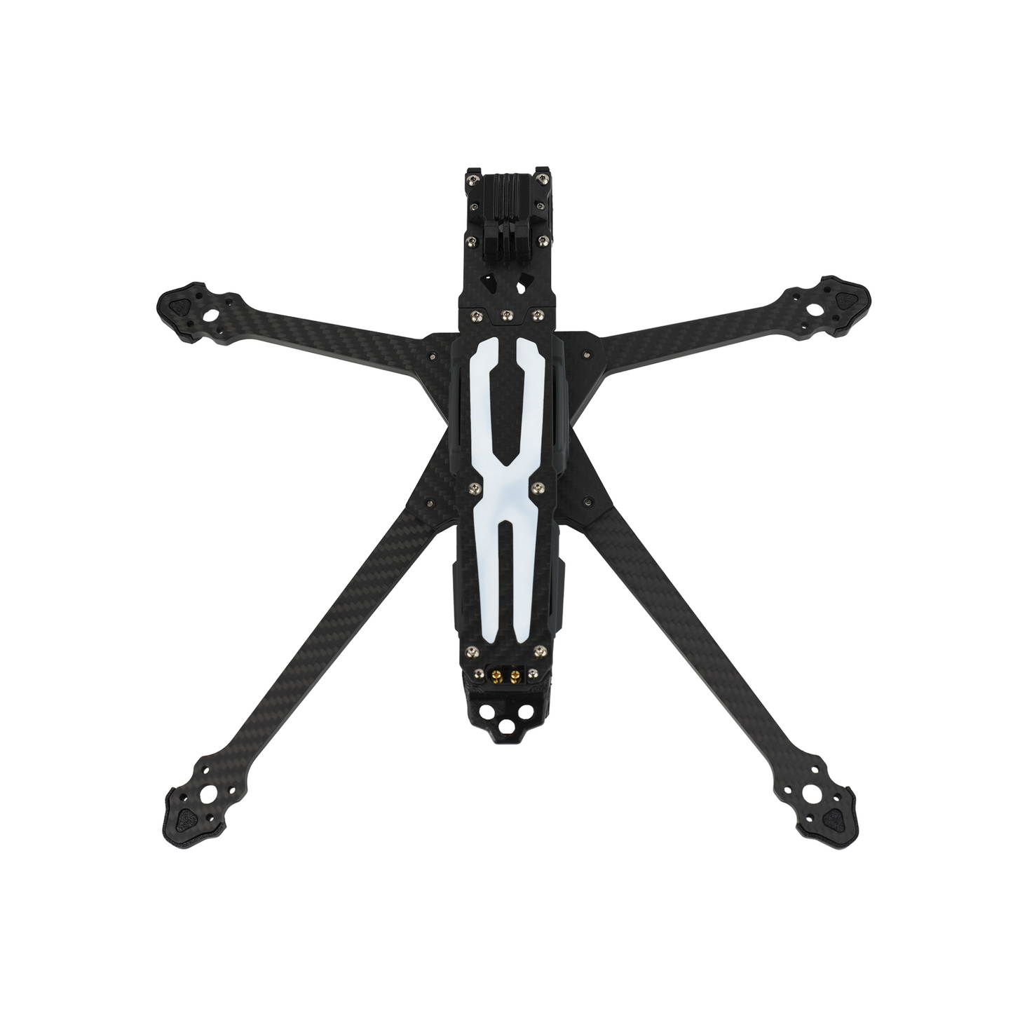 DeepSpace ROC 7 Carbon Fiber FPV Frame, DeepSpace ROC 7 carbon fiber FPV drone frame with four extended arms and central top plate
