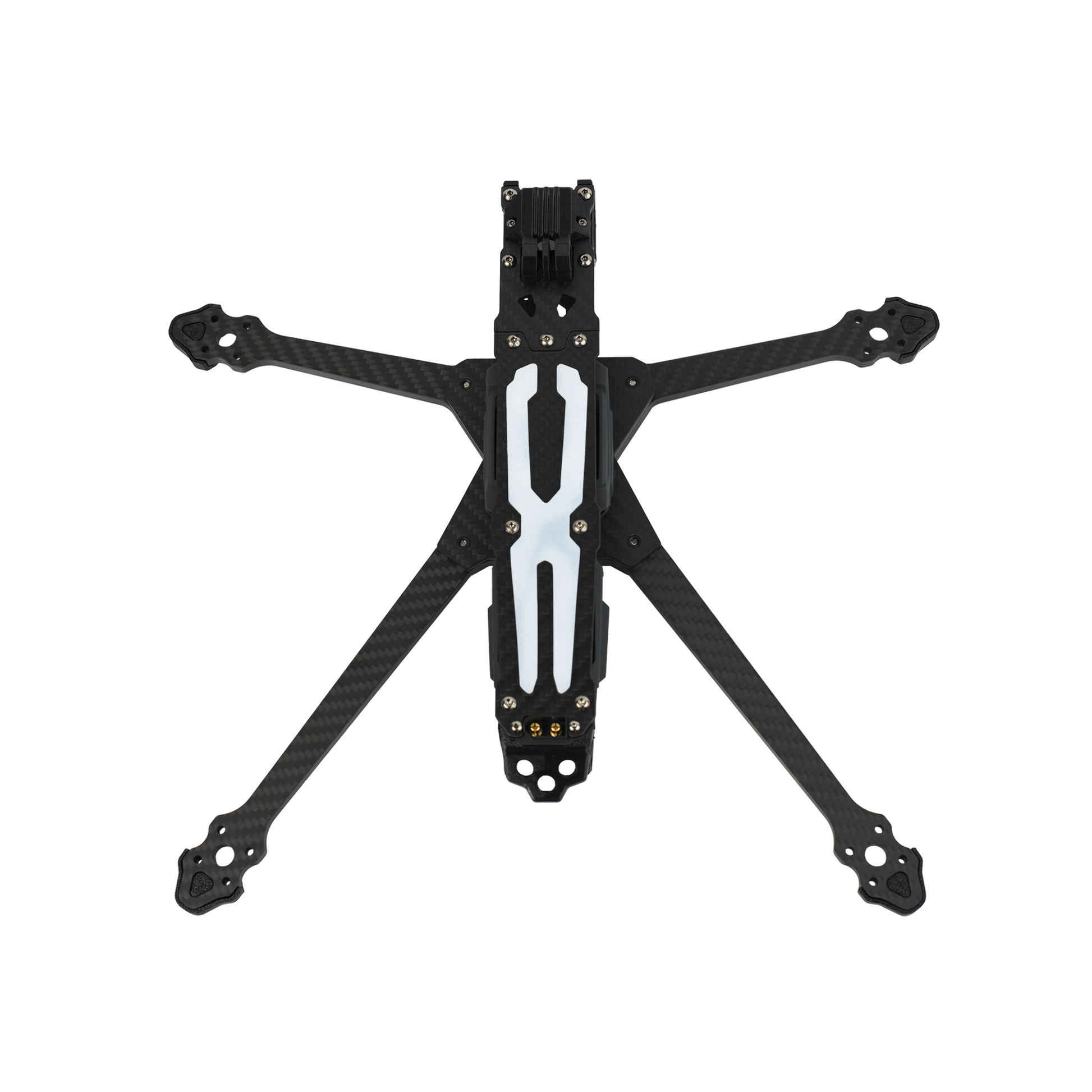 DeepSpace ROC 7 Carbon Fiber FPV Frame, DeepSpace ROC 7 carbon fiber FPV drone frame with four extended arms and central top plate